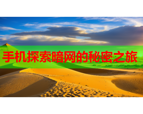 手机探索暗网的秘密之旅